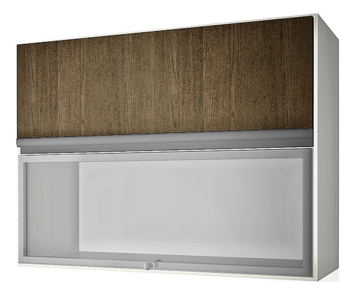 Alacena 80 X 60 X 30 Mueble Cocina Wengue Y Vidrio Rebat.