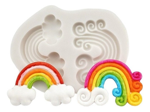 Molde Silicona Arco Iris Y Nubes  Repostería Porcelana Fría