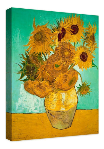 Cuadro Decorativo Canvas Coleccion Vincent Van Gogh 60x45 Color Girasoles Armazón Natural