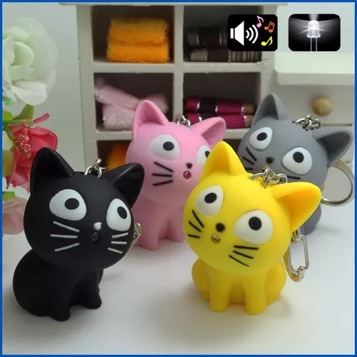 LED lindo gato llavero con sonido y linterna amante regalo niño juguete