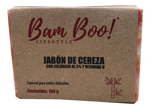 Imagen 1 de 9 de Jabón Cereza Con Colágeno 100 Gr Bam Boo! Lifestyle