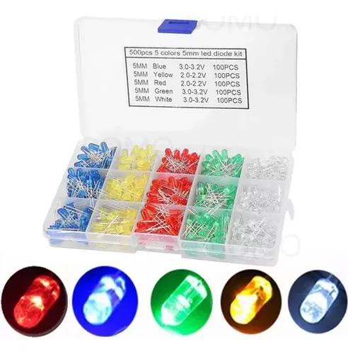 Kit 100 Led 3mm Ultra Brillo 5 Colores Para Proyectos Diy