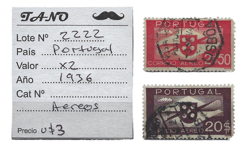 Lote2222 Portugal X 2 Estampillas Correo Aéreo Año 1936