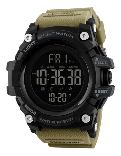 Reloj pulsera digital Skmei 1384 con correa de poliuretano color beige - fondo negro