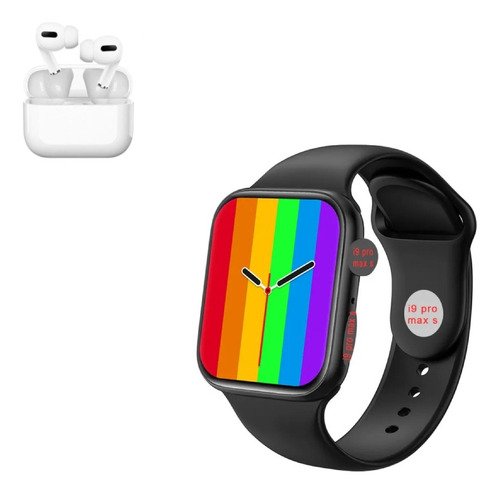 Smartwatch I9 Pro Max Serie 9 Negro Y Audífono I13 Blanco