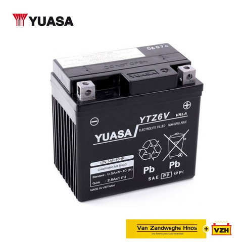 Imagen 1 de 1 de Bateria Yuasa Moto Ytz6v Honda Biz 125 01/18