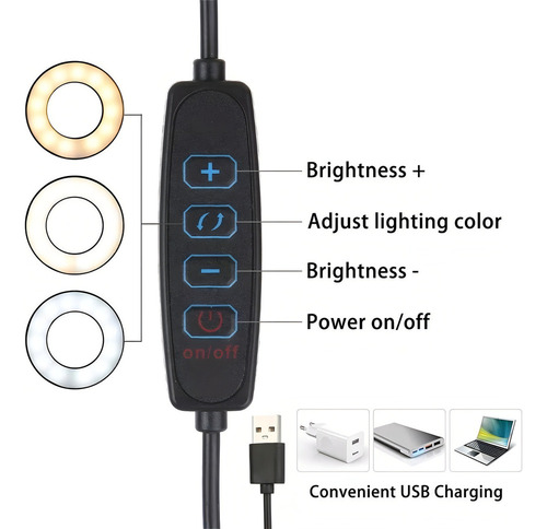 ** Lámpara Led De Escritorio Con Lupa De 10x Con Brazo