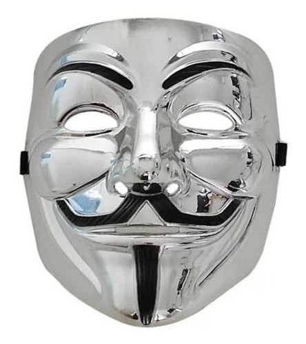 Mascara V De Vendetta Plateada Original Anonymous 