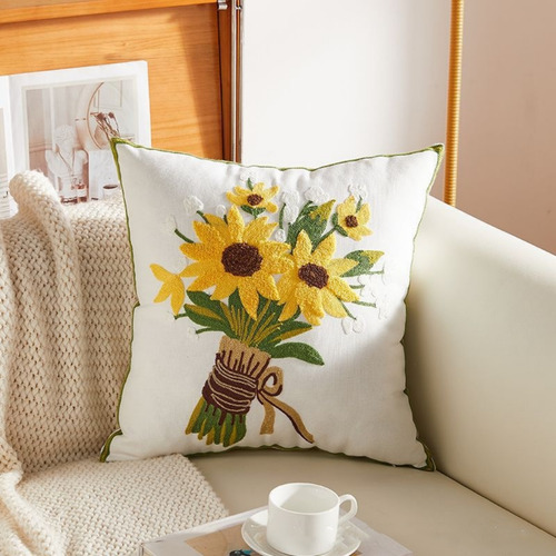 Funda De Almohada V De Algodón Con Forma De Girasol Para Jar