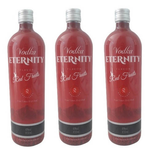 Kit Vodka Eternity Red Fruits 950ml - Frutas Vermelhas 3uni
