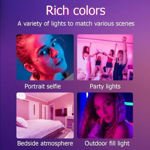 Luz De Tubo Led Rgb Colorida Usb 10w Lilás E Azul 32cm