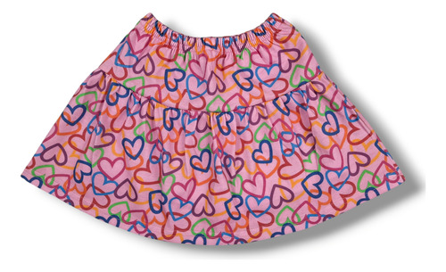 Conjunto Niña Blusa Unicornio Y Falda Short Corazones