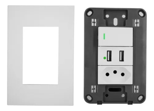 Tomada De Parede 10a Com 2 Entradas Usb Bivolt Para Casa Cor Branco