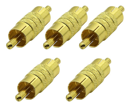 Conector De Audio Y Video  Rca Macho A Macho, 5 Pack/dorado