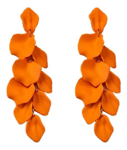 Omgame Pendientes Llamativos Florales De Color Naranja Para