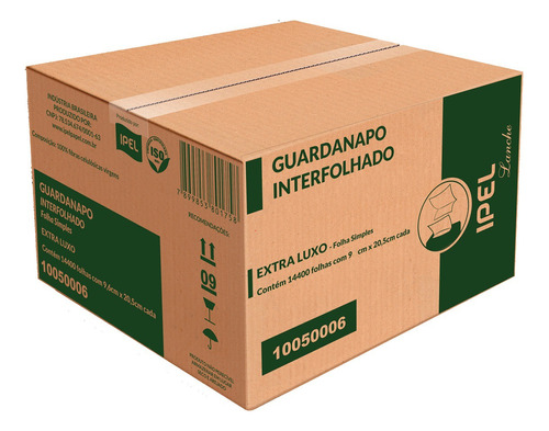 Guardanapo Interfolhado Cai Cai 9,6x20,5cm - 14.400 Folhas