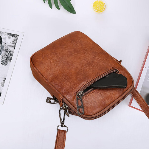 3 Bolso Bandolera De Cuero Pu Marrón Marrón El 19x13x5cm
