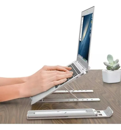 Soporte Ajustable Para Laptop Base Portatil Plegable Tablet Plateado