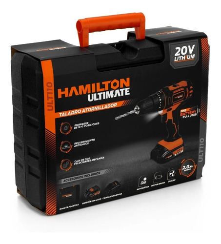 Imagen 2 de 9 de Taladro Atornillador Hamilton Bateria 20v 2ah Litio