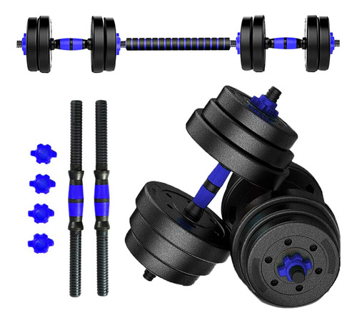 Imagen 1 de 9 de Set 2 Mancuernas + Barra 3en1 + 30kg Disco Pesa Pvc - El Rey