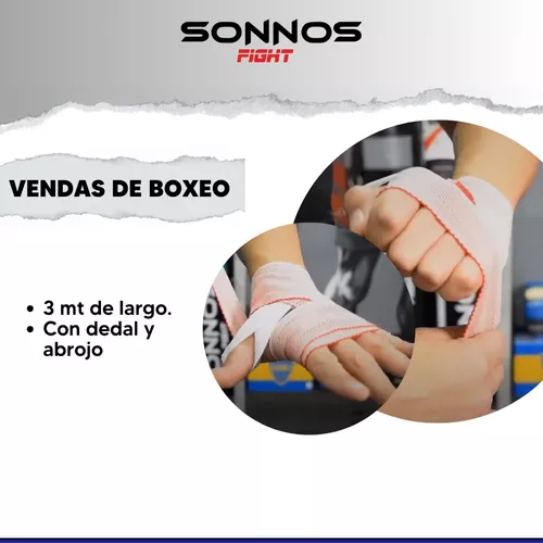 MADGON Vendas Boxeo con Correa de Velcro y Gancho para el Pulgar – 3m / 3,8  m / 4,5m – Vendaje Boxeo Duradero para MMA, Kickboxing, Sparring –