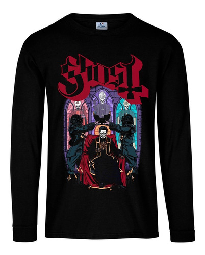 Playera Manga Larga Ghost The Papas Emeritus Vitrales Art