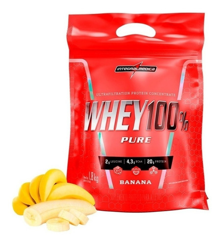 Suplemento em pó Integralmédica  WHEY 100% Whey 100% Pure proteínas Whey 100% Pure sabor  banana em sachê de 1.8kg