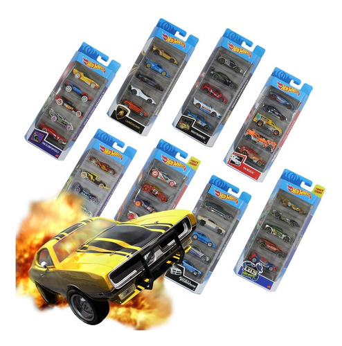 Hot Wheels Paquete 5 Carros Autos Coleccion Pista Mattel