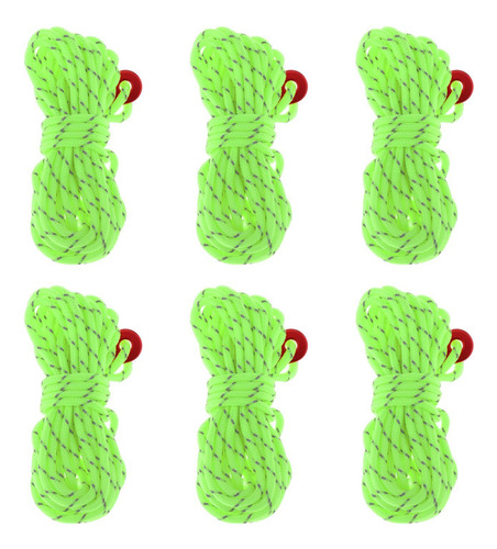 Paquete De 6 Cuerdas De 4mm Para Hombre, Verde Fluorescente