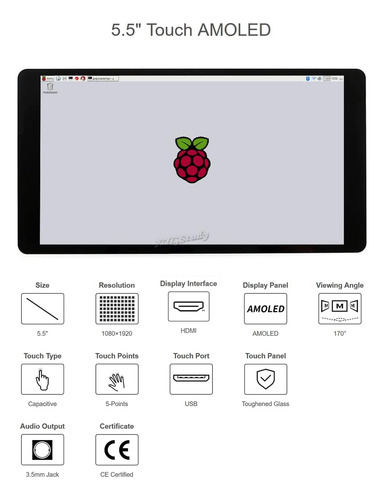 Pantalla Amoled Hdmi De 55 Pulgadas Con Cubierta De Vidrio