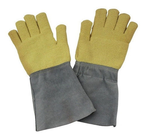 Guantes De Kevlar 200º Grados Puño Cuero Hornos Certificados