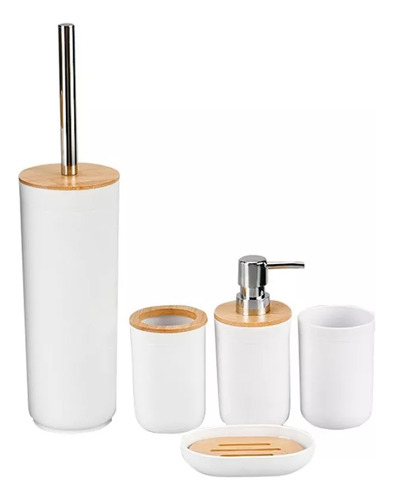 5 Accesorios Para Baño Set Dispensador Jabonera Portacepillo