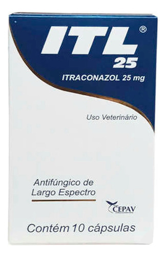 Antifúngico Para Cães E Gatos Itl 25 Mg 10 Cápsulas Cepav