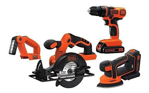 Black  Y Amp; Decker 20v Max Lithiuim Ion 4 Tool Combo Kit