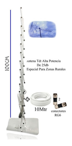Gran Combo Rural Tdt+antena De Alta Potencia +10metros Cable