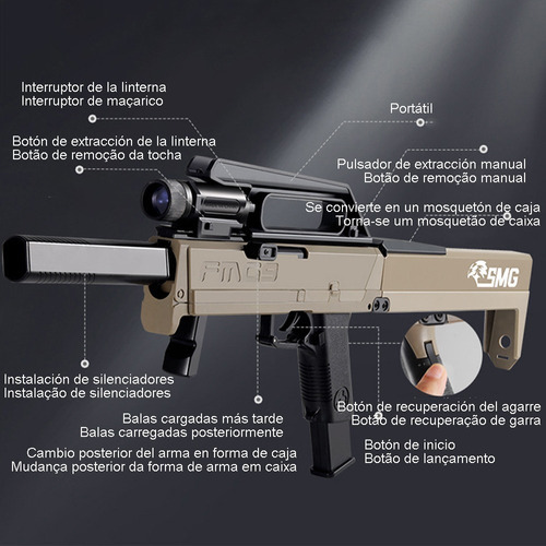 Cartucho De Ejeção De Submetralhadora Dobrável Soft Bullet [