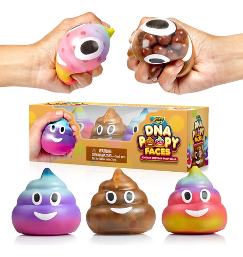 Poop Emoji Dna Stress Ball Paquete De 3  Exprimir, P...