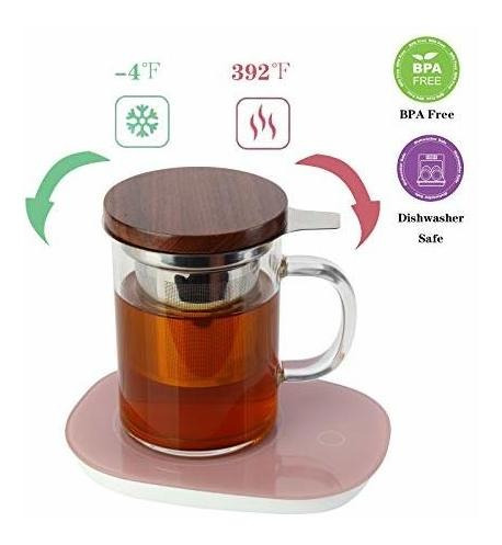Imagen 4 de 6 de Taza De Té De Cristal Comi Taza De Cristal Con Tapa De Nuez