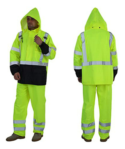 Chaqueta, Sesafety Hi Vis Rain Jacket, Class 3 High Visibili