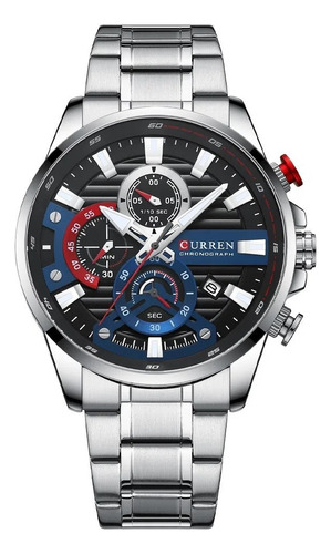 Reloj cronógrafo Curren 8415 para hombre, acero inoxidable, color de la correa: plata