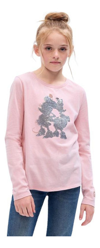 Polera Niña Gap Disney Lentejuelas Manga Larga Rosa