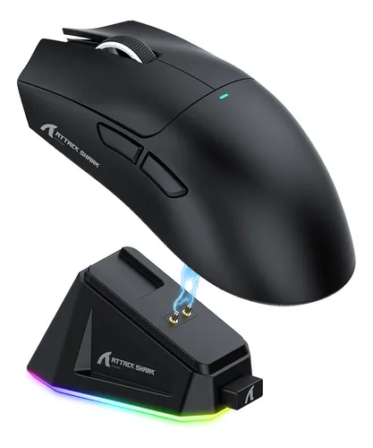 Mouse Attack Shark X11 Paw3311 Base Charging Rgb Com Cor Preto