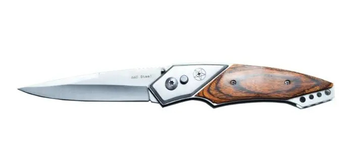 Navaja Táctica Albatros Italy A102 Automática Con Traba Madera