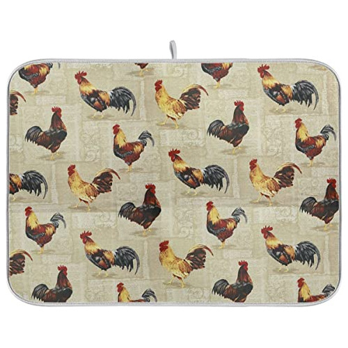 Tapete De Secado De Platos Diseño De Pollo Y Gallo, 18...