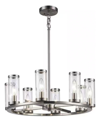 Lampara De Techo Moderna Niquel Cepillado 8 Luces 20'' Estructura Gris