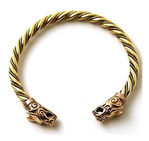 Pulsera Brazalete Nórdico Fenrir Lobo, Joyería Pagana.