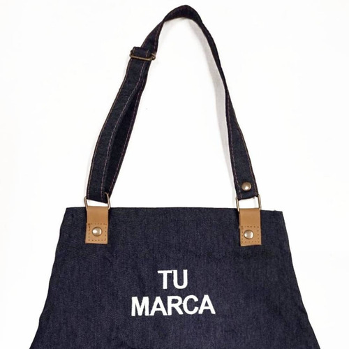 Delantal De Jean Y Cuero Vacuno Bordado Con Tu Marca O Logo