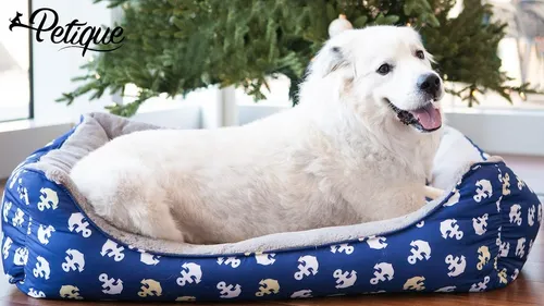 Cama Reversible Para Mascotas, Azul, Tamaño Grande Ancla