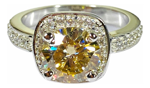 Anillo Compromiso Diamante Moissanita Amarillo 3,02k. Escaso