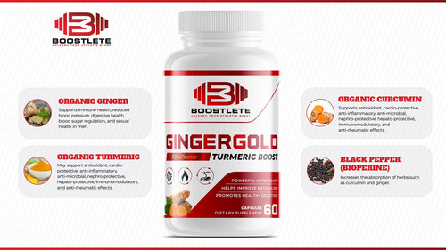 Gingergold Suplemento Orgánico Cúrcuma Jengibre 60 Cápsulas